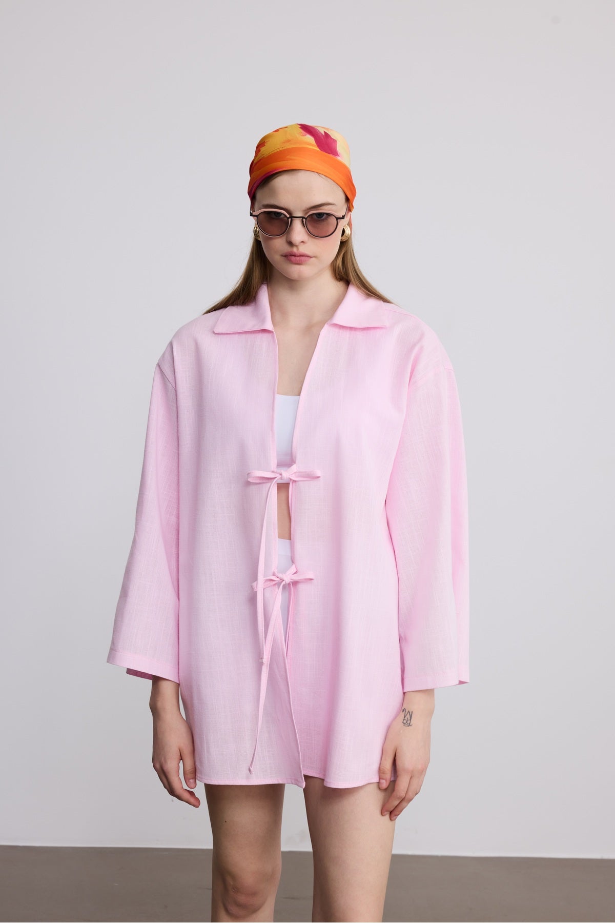 Keten Bağcıklı Bağlamalı Kimono