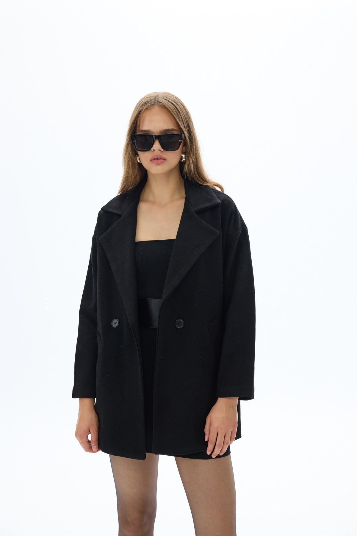 Oversize Astarlı Kaşe Kaban