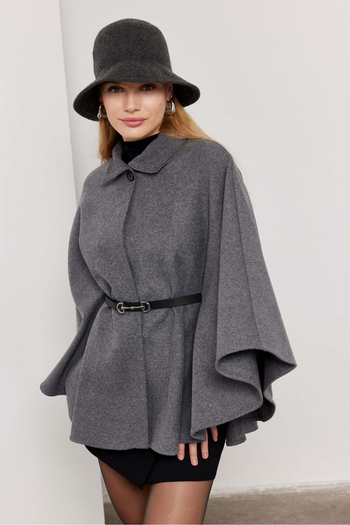 Gri - Antrasit Oversize Panço / Tesettür Tunik