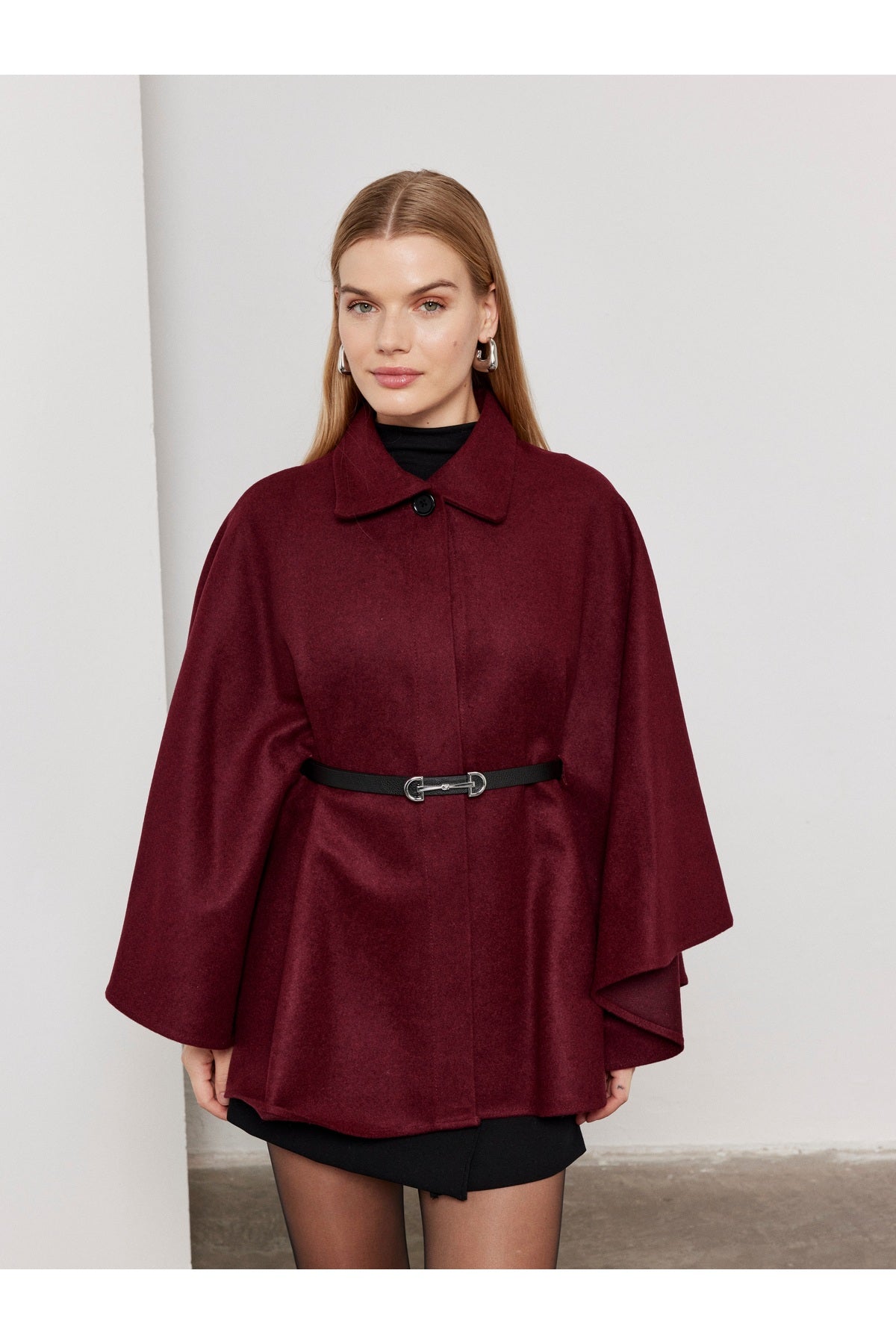Bordo Oversize Panço / Tesettür Tunik
