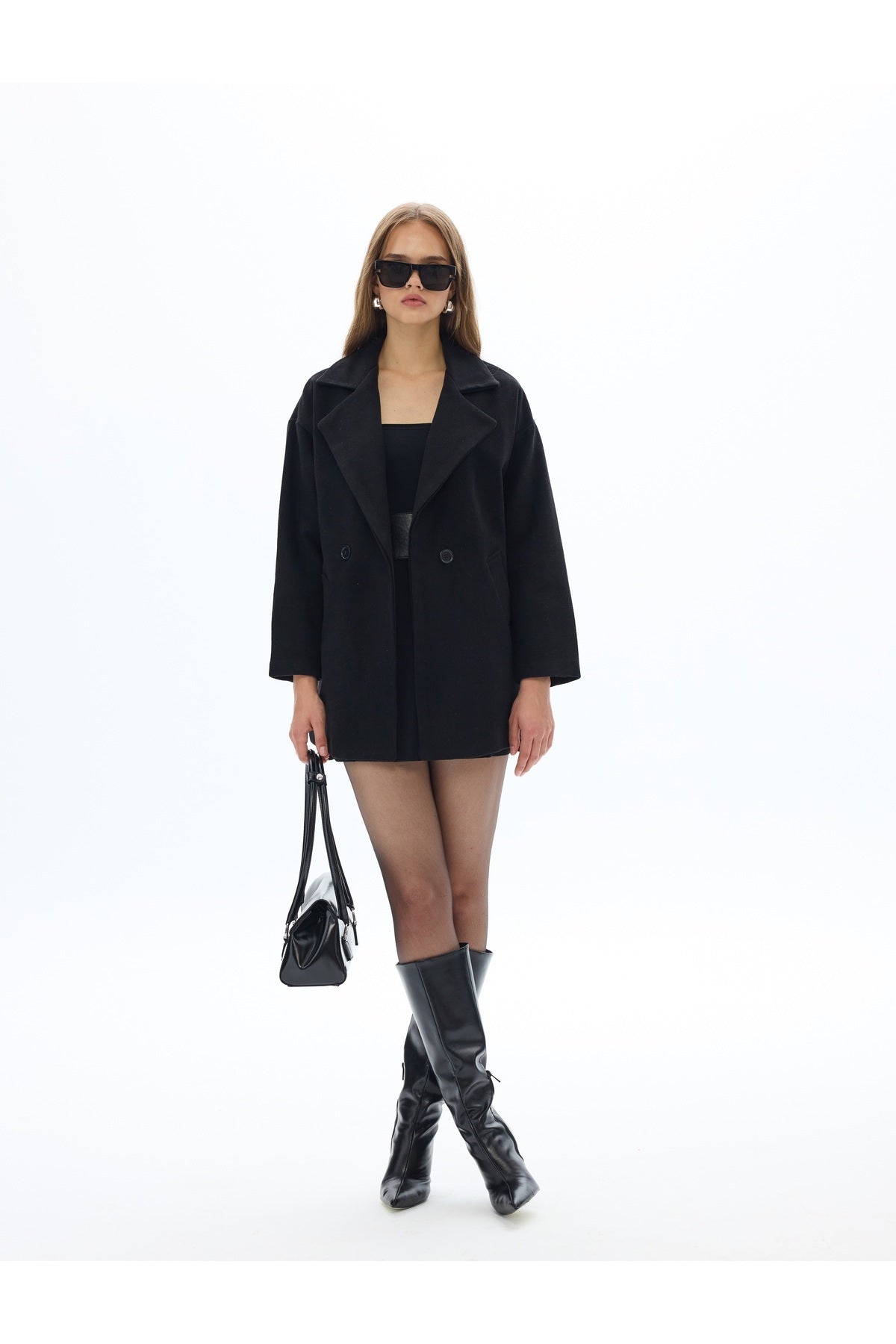 Oversize Astarlı Kaşe Kaban