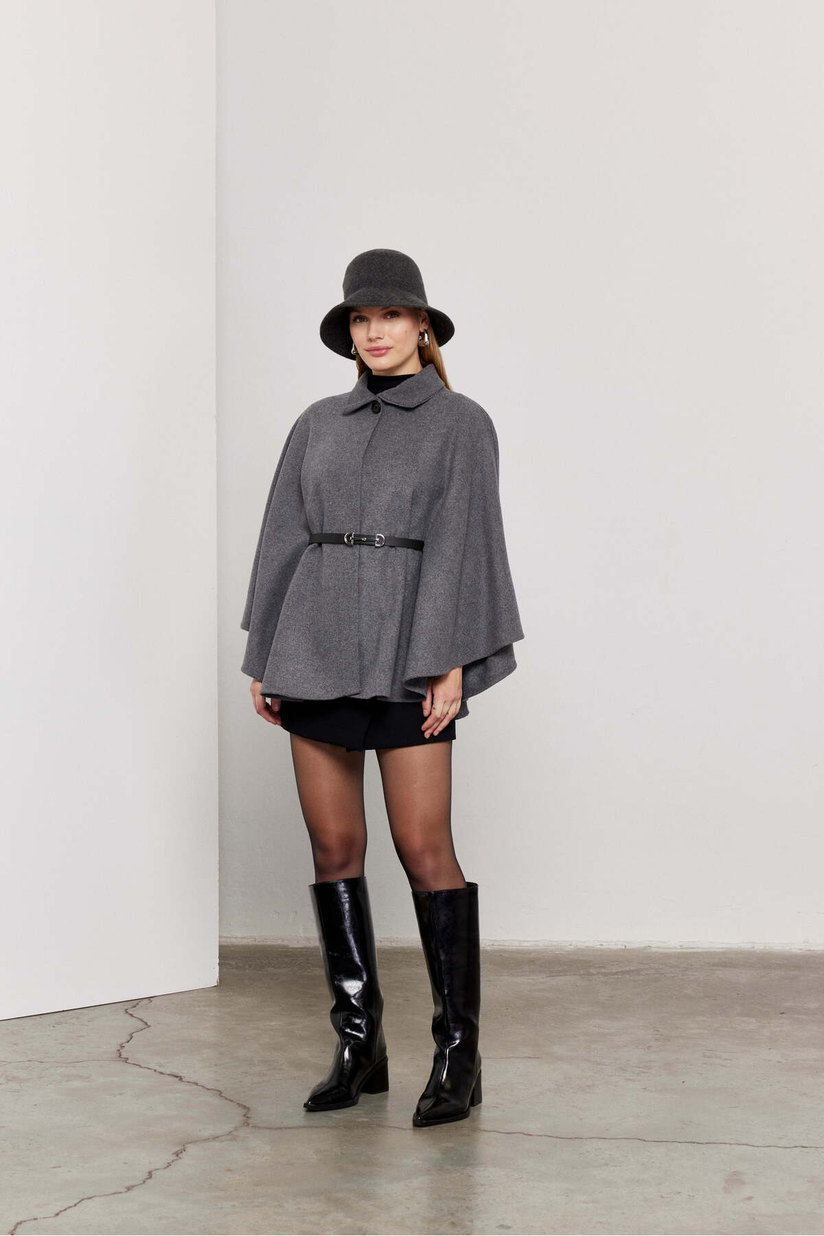 Gri - Antrasit Oversize Panço / Tesettür Tunik