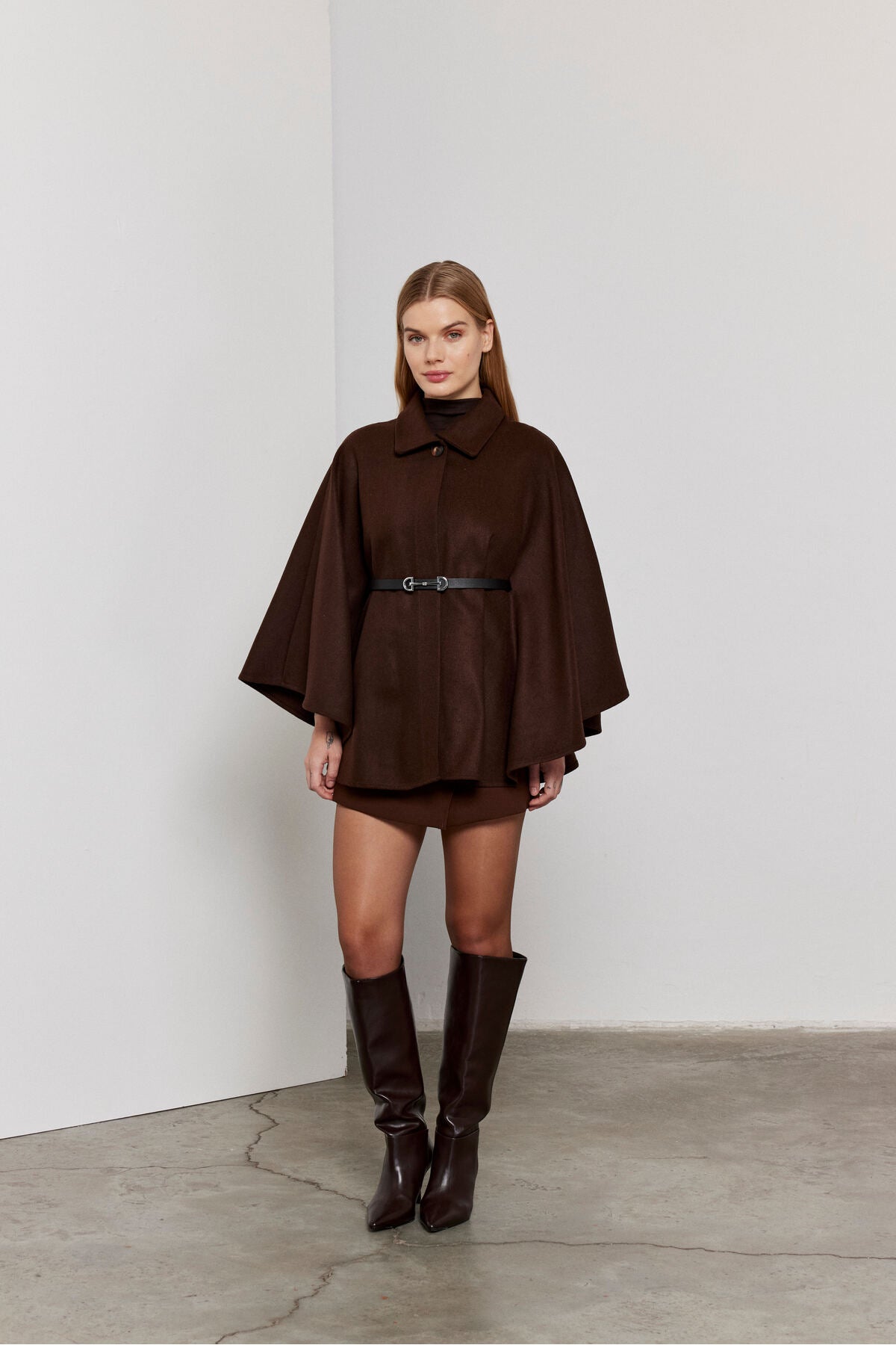 Kahverengi Oversize Panço / Tesettür Tunik